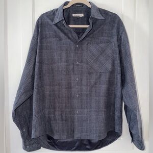 Firethorn blue plaid men’s faux suede lined, heavy medium long sleeve